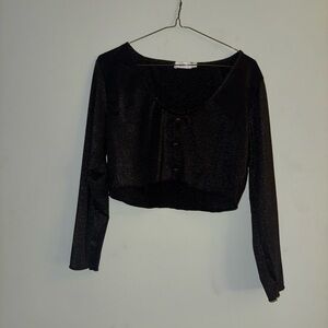 Onia Black Shimmer Crop Top